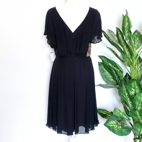 Jason Wu Black Lace Inset Silk Georgette Short Sleeve Mini Dress Size 10 - Picture 5 of 10